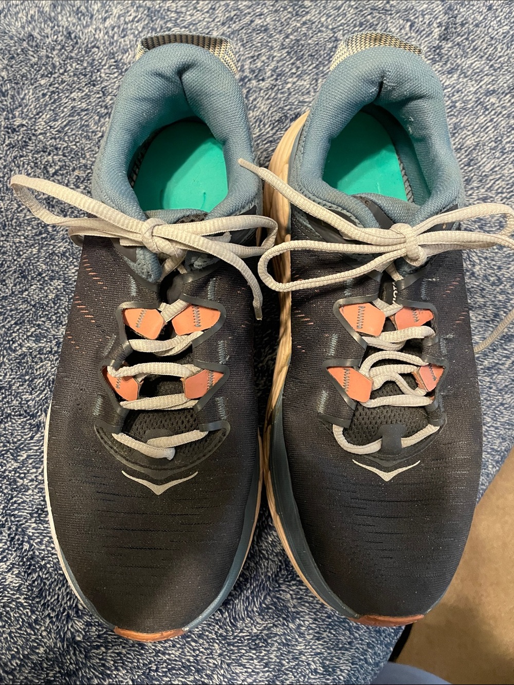 Ladies Blue & Pink trim Athletic Sneakers with Gray Laces Posh Resale to small